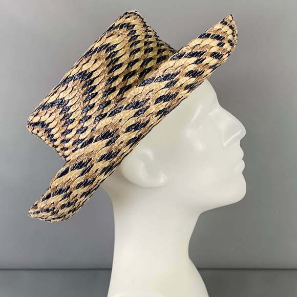 ERIC JAVITS One  Beige Blue Woven Hat - Picture 3 of 6